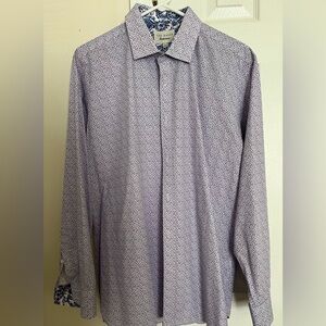 Ted Baker lavender and white long sleeve button shirt. Size 17 (34/35) EUC